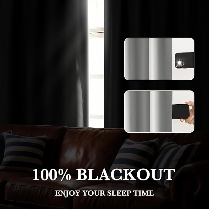 RYB HOME 100% Blackout Short Curtains for Small Window, Thermal Insulated Total Room Darkening Noise Reducing Curtains for Kitchen Bathroom Basement, 34 inches Wide by 48 inches Long, Silver Grey