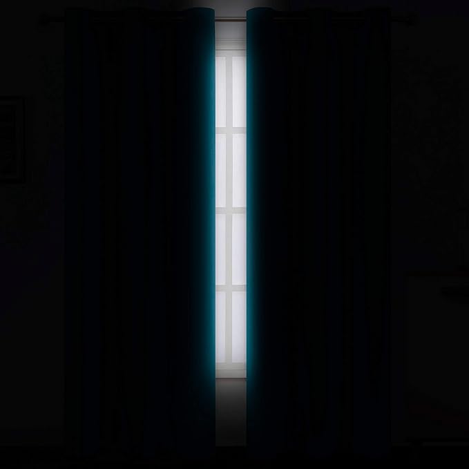 LEMOMO Teal Blackout Curtains/42 x 84 Inch/Set of 2 Panels Thermal Room Darkening Living Room Curtains