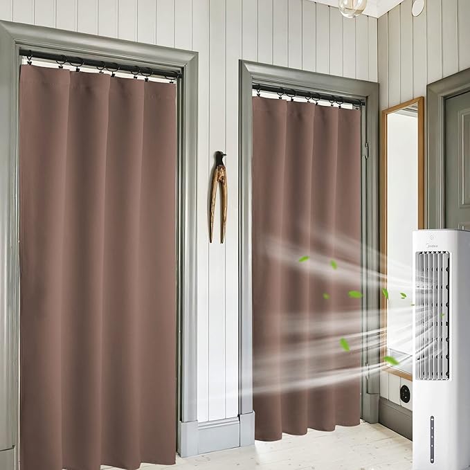 RYB HOME Blackout Curtains for Bedroom 84 inches Long 2 Panels Set, Privacy Thermal Insultaed Sunlignt Heat Blocking Drapes for Nursery Rental Room, Width 42 by Length 84, Mocha