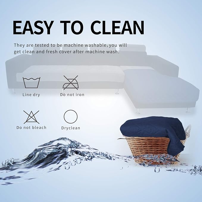 Easy-Going Sectional Couch Covers for Dogs L Shape Sofa Cover Reversible Sofa Slipcover Chaise Lounge Cover Furniture Protector Cover for Pets Dog Cat (42 x 52 inches, Navy/Navy)