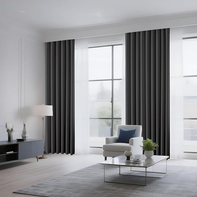 CUCRAF Dark Grey Blackout Curtains Customize, Rod Pocket Room Darkening Curtain for Bedroom Living Room, Thermal Insulated Window Drapes 1 Panel (Custom Size, Color)