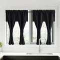 NICETOWN Black Blackout Curtains with Attached Valance, Solid Room Darkening Window Treatment Drapes/Draperies for Bedroom (2 PCs, 52 inches Wide by 45 inches Long)