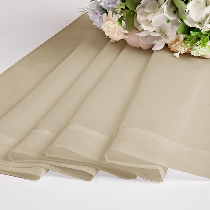 OWENIE Sheer Curtains 72 Inches Long for Bedroom Living Room, Rod Pocket Fimly Solid French Door Curtains Set of 2, Elegant Taupe Voile Curtains Panels Window Treatments, 42" Width