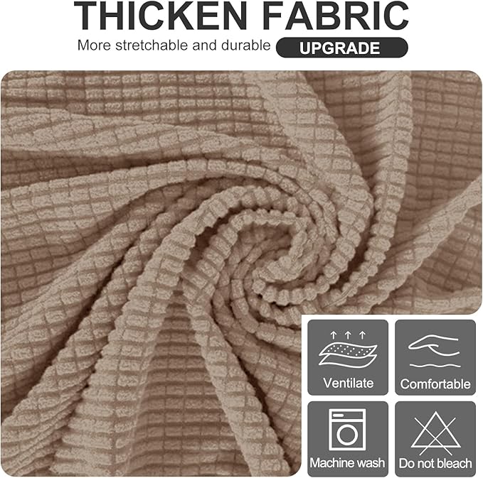 U-NICE HOME Stretch Futon Cover Armless Bed Slipcover - Soft Jacquard Fabric Washable for Pet Friendly, Camel