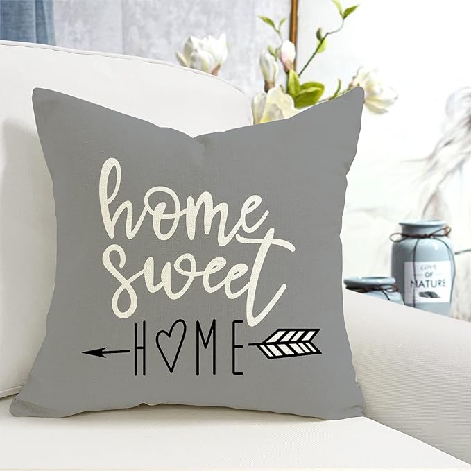 YCOLL Pillow Covers 22x22 Set of 4, Modern Sofa Throw Pillow Cover, Decorative Outdoor Linen Fabric Pillow Case for Couch Bed Car，Gray