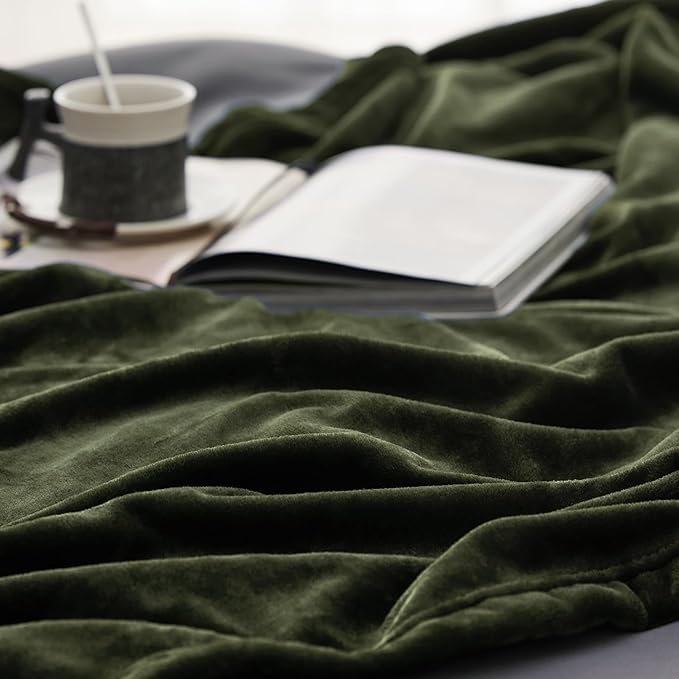 Bedsure GentleSoft Fleece Blanket Twin Size Olive Green - 300GSM Lightweight Plush Fuzzy Cozy Soft Warm Blanket for Bed, Sofa, Couch, Travel, Camping, 60x80 inches