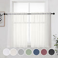 OWENIE Short Sheer Curtains 30 Inches 2 Panels Set, Kitchen Tiers Light Filtering Rod Pocket Cafe Curtains for Kitchen Bathroom Small Half Window, 42 in W x 30 in L, Ivory