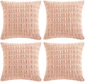 Fancy Homi 4 Packs Boho Pink Decorative Throw Pillow Covers 20x20 Inch for Living Room Couch Bed Sofa, Rustic Modern Farmhouse Home Decor, Soft Plush Corduroy Square Cute Cushion Case 50x50 cm