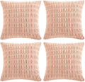 Fancy Homi 4 Packs Boho Pink Decorative Throw Pillow Covers 24x24 Inch for Living Room Couch Bed Sofa, Rustic Modern Farmhouse Home Decor, Soft Plush Corduroy Cute Square Cushion Case 60x60 cm