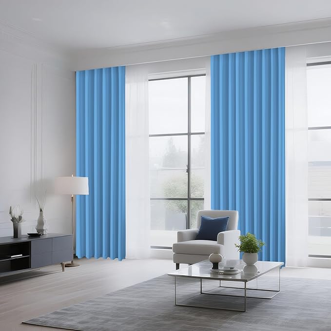 CUCRAF Light Blue Blackout Curtains 63 inch Length 2 Panels Set, Rod Pocket Room Darkening Drapes for Bedroom Living Room, Insulated Thermal Light Blocking Window Curtain (W52 x L63 Inch)