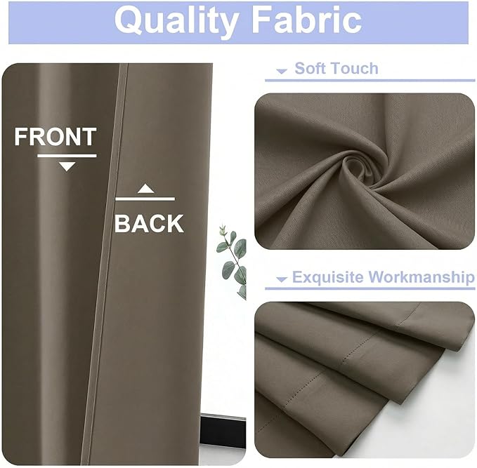 Simplebrand Ava Latte Short Blackout Curtains for Bedroom 54 Inches Long 2 Panels Set, Solid Thermal Insulated, Energy Saving Window Treatment Curtains Blackout Drapes, W40 x L54 Inch, Latte