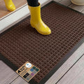GORILLA GRIP 100% Waterproof All-Season WeatherMAX Doormat 35x23, US Designed Natural Rubber, Stain and Fade Resistant, Low Profile Indoor Outdoor Door Mats, Easy Clean Patio Mat, Coffee Squares