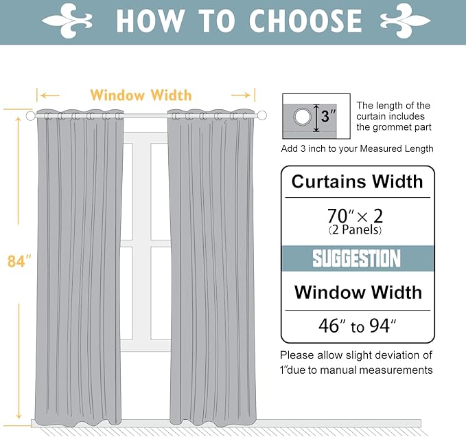 ChrisDowa Blackout Curtains 70 inches Wide for Bedroom - 2 Panels Set Extra Wide Grommet Thermal Insulated Room Darkening Curtains for Living Room (Dark Grey, 70 x 84 Inch)