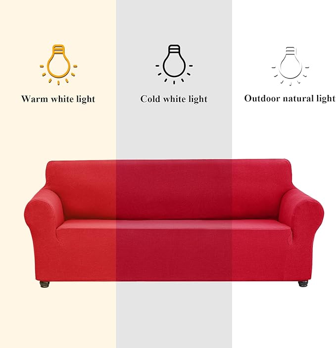 Joccun Christmas Stretch Couch Cover Slipcovers, 1-Piece Sofa Covers for 3 Cushion Couch Spandex Jacquard Washable Furniture Protector Cover for Living Room,Kids,Pets(Sofa,Ruby)