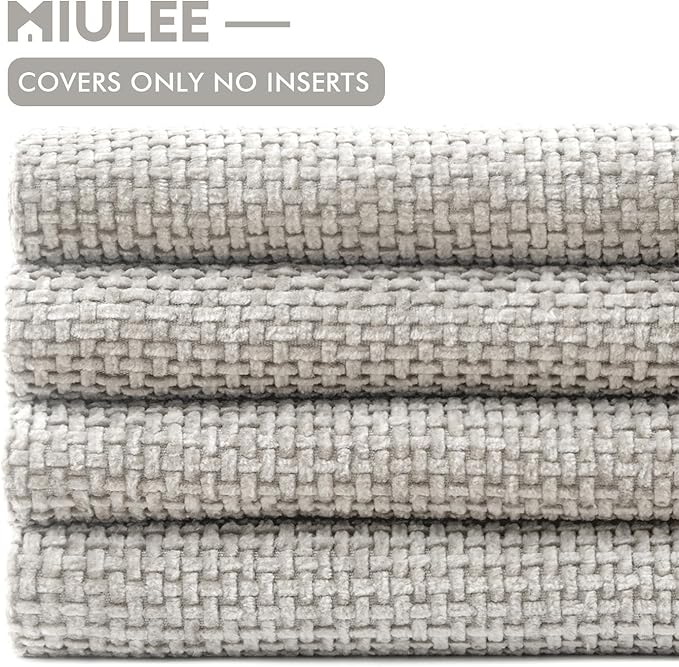 MIULEE Pack of 4 Couch Throw Pillow Covers 18x18 Inch Light Gray Soft Decorative Polyester Pillow Covers Farmhouse Accent Cushion Covers for Boho Spring Home Decor Sofa Bedroom Living Room