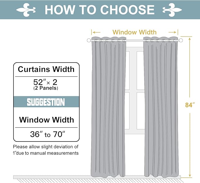 ChrisDowa Grommet Blackout Curtains for Bedroom and Living Room - 2 Panels Set Thermal Insulated Room Darkening Curtains (Stone Blue, 52W x 84L)