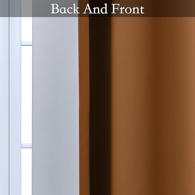 SimpleHome Ombre Room Darkening Curtains for Bedroom, Gradient Burnt Orange to Grey White Light Blocking Thermal Insulated Grommet Window Curtain/Drapes for Living Room,2 Panels, 52x63 inches Length