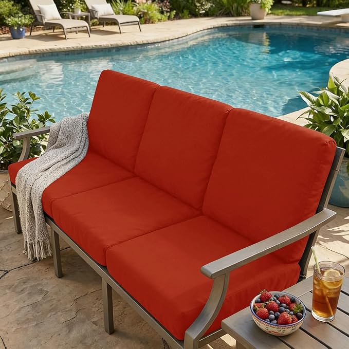 hyha Milk Silk Couch Cushion Covers, Soft Magic Sofa Covers Washable for 2 Cushion Couch, Stretch Sectional Outdoor Cushion Covers for Patio Furniture with Elastic Bottom(2 Packs, Rust)