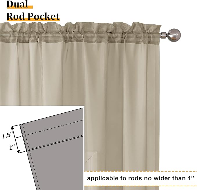Aiyufeng Taupe Sheer Curtains 72 Inches Long 2 Panels Set, Semi Transparent Voile Rod Pocket Sheer Window Drapes for Bedroom Bed Canopy Living Room Dining Wedding Party Backdrop, 42W x 72L inch