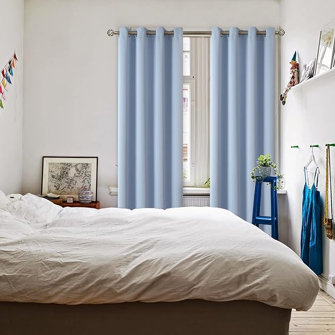 BGment Blackout Curtains for Living Room - Grommet Thermal Insulated Room Darkening Curtains for Bedroom, 2 Panels of 52 x 95 Inch, Spa Blue