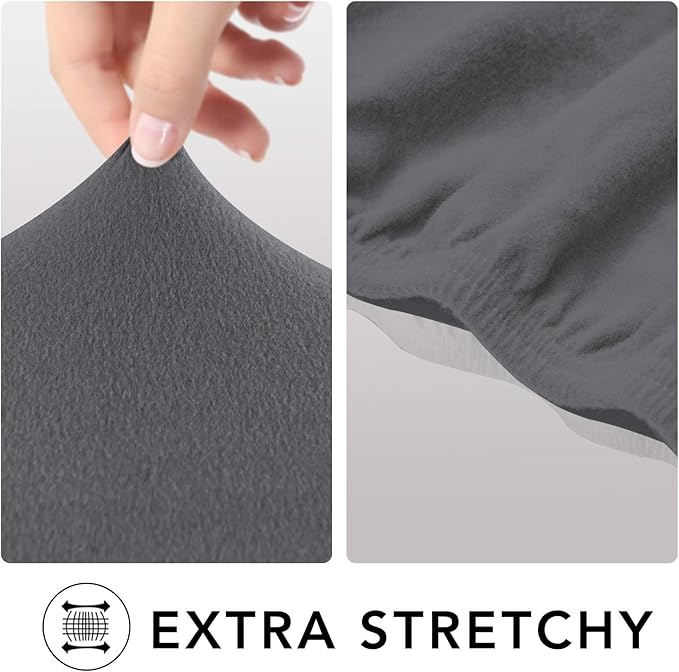 PureFit Super Stretch 4 Seater Sofa Slipcover – Spandex Non Slip Soft Couch Sofa Cover, Washable Furniture Protector with Non Skid Foam and Elastic Bottom for Kids, Pets （XX Large, Gray）