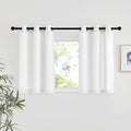 NICETOWN White Linen Kitchen Window Curtains Over Sink, Grommet Thick Linen White Short Window Treatments Privacy Assured with Light Filtering for Bedroom/Bathroom, W34 x L36, 2 Panels