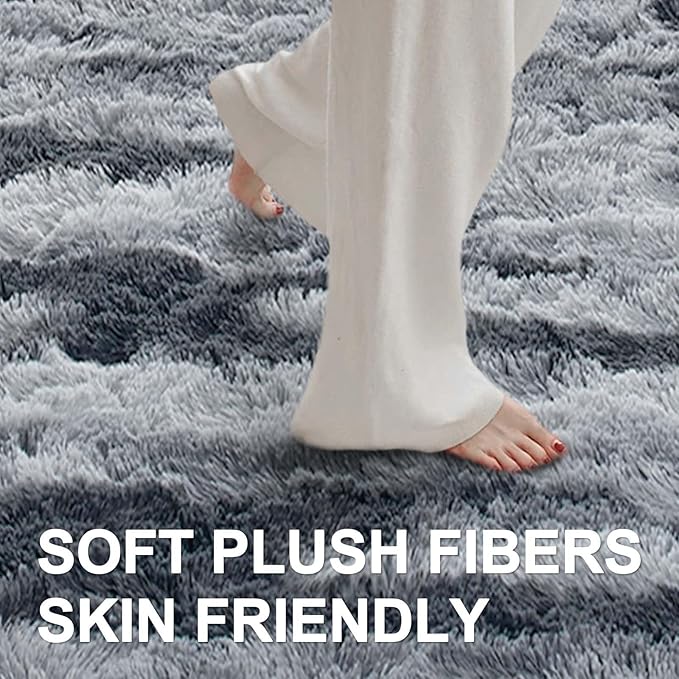 9x12 Ft Extra Large Shag Rugs for Living Room, Ultra Soft Fluffy Furry Area Rugs for Bedroom Indoor Floor, Aesthetic Carpet for Kids Home Decor (Grey)