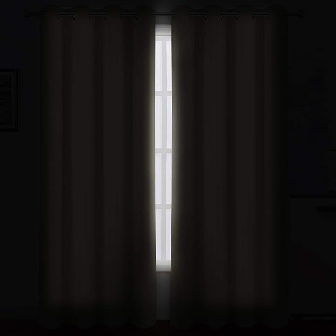 LEMOMO Blackout Curtains 52 x 84 Inch Long Beige Curtains Set of 2 Panels Room Darkening Curtains for Bedroom and Living Room