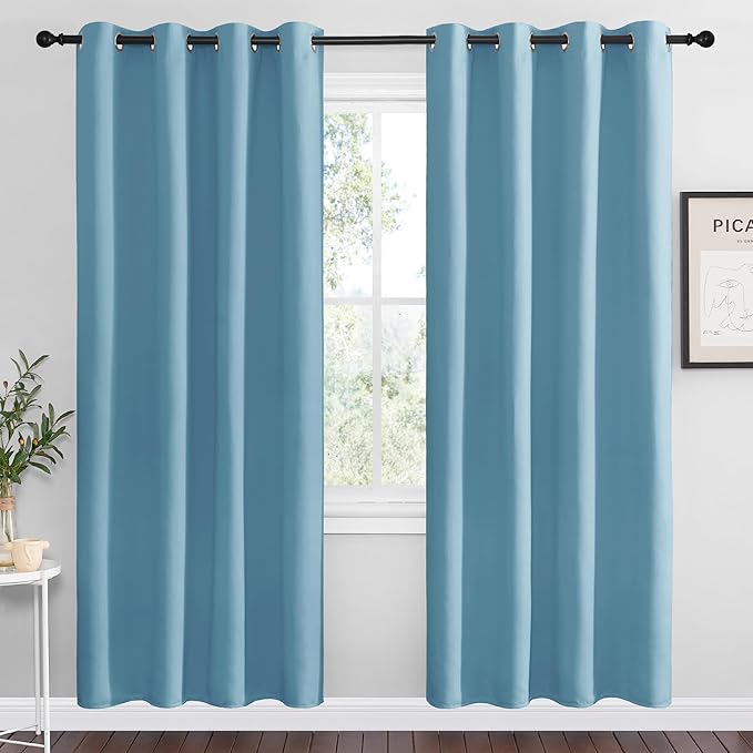 NICETOWN Teal Blue Blackout Curtains 78 inches Length for Living Room, 2 Panels, 55" Wide, Thermal Insulated Decoration Drapes for Bedroom Window