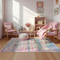 KOZYFLY Modern Abstract Pink 3x5 Area Rug Washable Girls Kids Bedroom Rug Throw Entry Mat Non-Slip Carpet Dining Room Rug with Soft Low Pile for Living Room Kitchen Bath Office