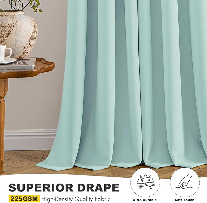 MIULEE Aqua Blackout Curtains for Bedroom Living Room 84 Inches Long 2 Panels, Thermal Insulated Room Darkening Drapes Solid Grommet Noise Reduction Light Blocking Window Treatments 40x84 Inch