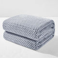Exclusivo Mezcla Fleece Bed Blanket Queen Size, Super Soft and Warm Blankets for Couch, Sofa and Bed Waffle Textured, Cozy, Fuzzy and Lightweight (Heather Navy Blue, 90x90 Inches)