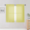 OWENIE Lemon Kitchen Sheer Curtains for Bedroom Living Room 45 Inch Length, Bedroom, Soft Solid Light Filtering Voile Short Sheer Curtain for Small Window, 42" W x 45" L, Lemon