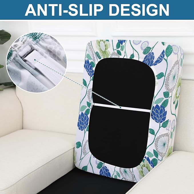 Smiry Printed Couch Cushion Covers, Stretch Soft Couch Covers for Sofa, Washable Non-Slip Sofa Slipcover Furniture Protector for Indoor and Outdoor (1 Pack, Light Green)