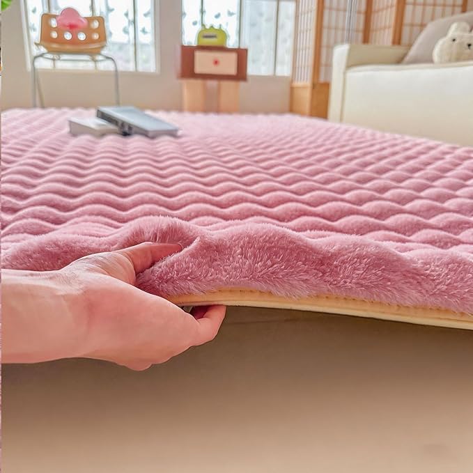 Pink Rabbit Plush Rug 5'x8', Fluffy Faux Fur Shaggy Area Rug for Nursery, Kids Room Decor, Soft Fuzzy Carpet for Living Room, Bedroom, Teen Girls Room