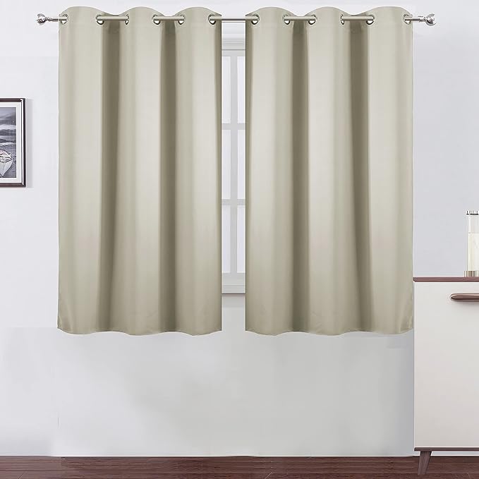 LEMOMO Light Beige Thermal Blackout Curtains/42 x 63 Inch/Set of 2 Panels Room Darkening Curtains for Bedroom