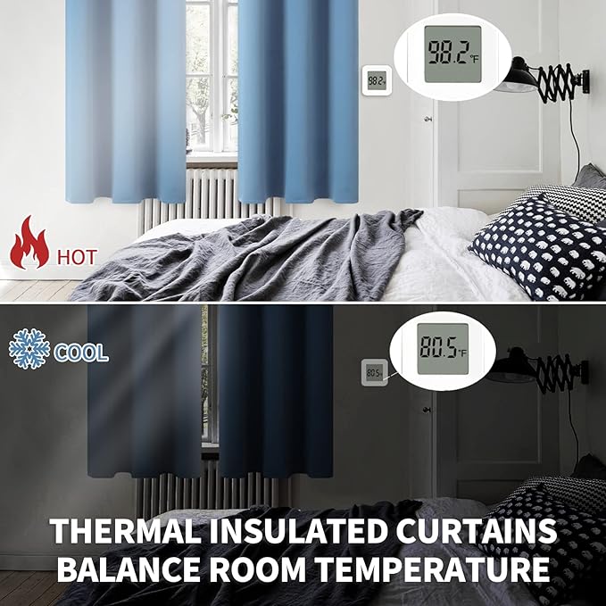 BGment Blackout Curtains for Bedroom - Grommet Thermal Insulated Room Darkening Curtains for Living Room, Set of 2 Panels (52 x 95 Inch, Faded Denim)