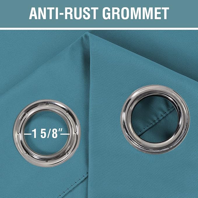H.VERSAILTEX Blackout Curtain for Living Room Small Window Kitchen Blackout Curtains 45 inch Length Energy Saving Solid Grommet Blackout Drape, One Panel, Storm Blue, 52" W x 45" L
