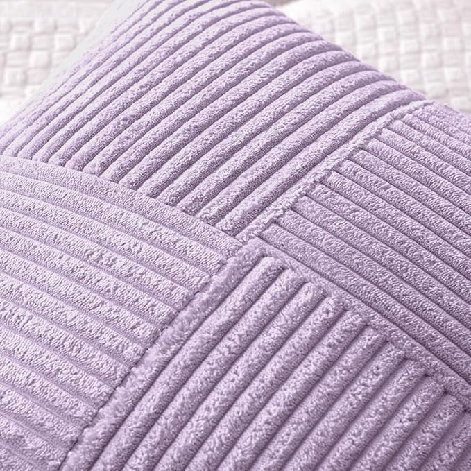 MIULEE Purple Decorative Throw Pillow Covers 18x18 Inch for Couch Bed Sofa Pack of 2 Lavender Boho Farmhouse Throw Pillows Soft Cross Corduroy Patchwork Textured Cushion Cases