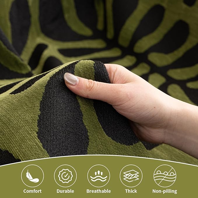HANDONTIME Boho Couch Cover Geometric Striped Pet Covers for Couches and Sofas Olive Green and Black Dog Cover for Couch Pet Friendly Chenille Sectional Sofa Covers for Pets Washable, 71" X 134"