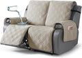 TAOCOCO 100% Waterproof Loveseat Recliner Cover, Non Slip Split Loveseat Covers for Reclining Loveseat with Elastic Straps, Washable Recliner Chair/Furniture Protector for Kids Pets(2 Seater, Cream)
