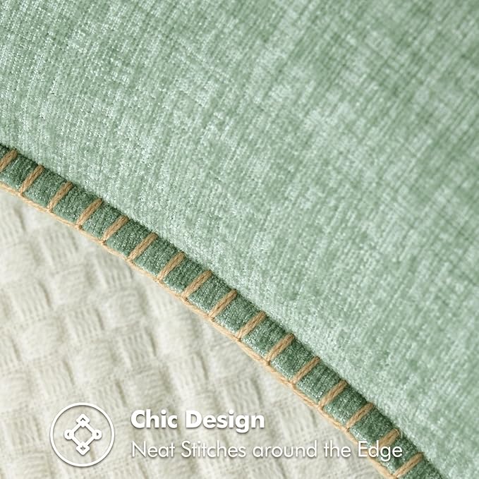 MIULEE Pack of 2 Couch Throw Pillow Covers 20x20 Inch Greyish Green Farmhouse Decorative Pillow Covers with Stitched Edge Soft Chenille Solid Dyed Spring Pillow Covers for Sofa Bed Living Room