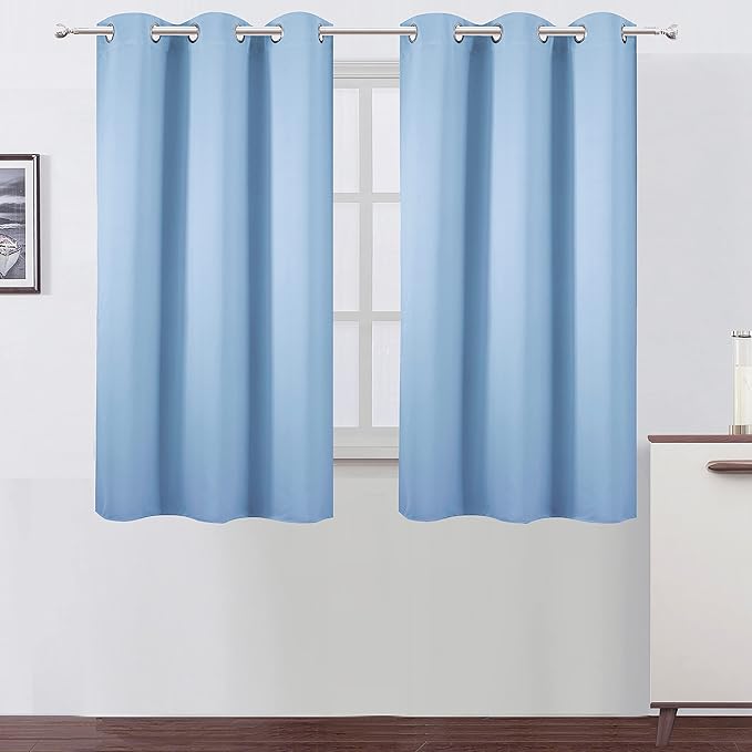 LEMOMO Sky Blue Blackout Curtains/38 x 54 Inch/Set of 2 Panels Thermal Insulated Room Darkening Curtains for Bedroom
