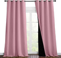 NICETOWN 100% Blackout Blinds, Set of 2, 52 inches x 120 inches, Laundry Room Decor Window Treatment Curtains for Large Patio Sliding Door, Thermal Insulated Crystal Pink Curtains for Bedroom