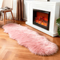 linmopm Faux Fur Rug Sheepskin Shag Fluffy Fuzzy Pink 2x6 ft Runner Rugs for Bedroom Bedside Bed Floor Living Room Plush High-Density Cushion Carpet Super Sofa Cover