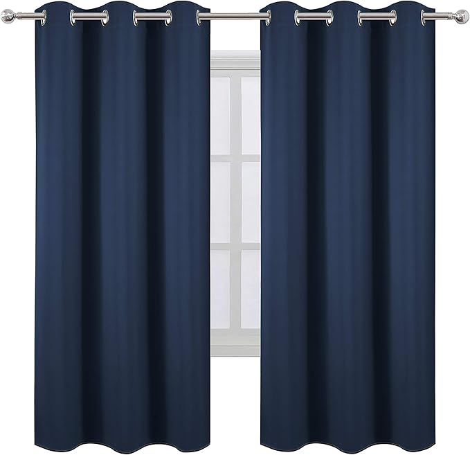 LEMOMO Navy Blue Thermal Blackout Curtains/42 x 72 Inch/Set of 2 Panels Room Darkening Curtains for Bedroom