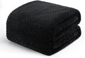Exclusivo Mezcla Fleece Bed Blanket King Size, Super Soft and Warm Blankets for Couch, Sofa and Bed Waffle Textured, Cozy, Fuzzy and Lightweight (Black, 90x104 Inches)