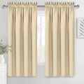 DWCN Blackout Curtains Room Darkening Thermal Insulated Bedroom Curtains Window Curtain Panels, 52 x 63 inches Long, Set of 2 Beige Rod Pocket Drapes