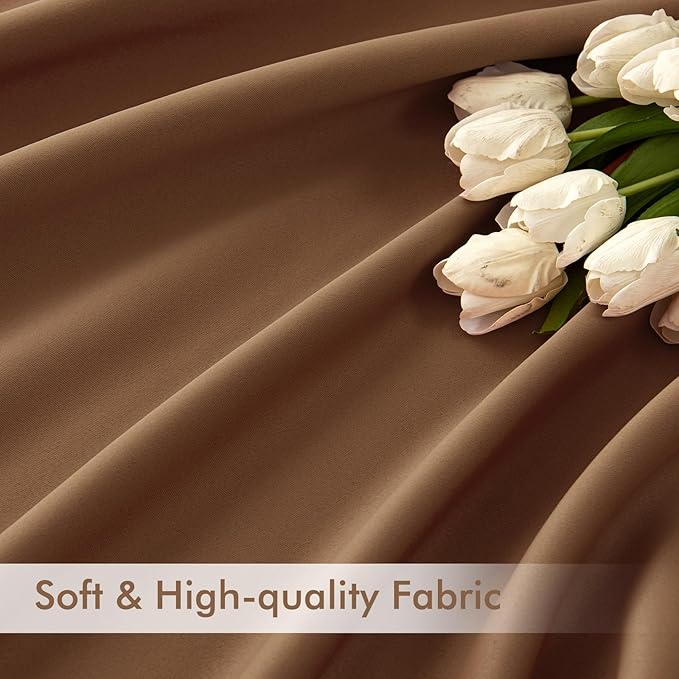 MIULEE Back Tab Blackout Curtains 84 Inch Length 2 Panels Set for Living Room Bedroom, Rod Pocket/Pinch Pleated Thermal Insulated Room Darkening Light Blocking Curtains 52x84 Inch, Cappuccino Brown