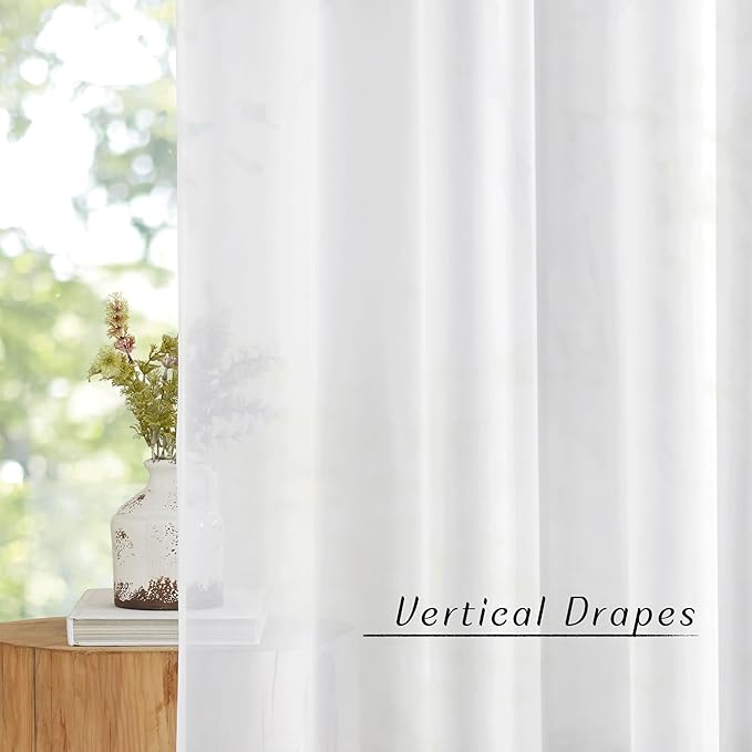 NICETOWN Voile White Sheer Curtains for Bedroom - Grommet Light Filtering Elegant Panels Lightweight & Breathable Window Treatments for Living Room, W54 x L90, 1 Pair